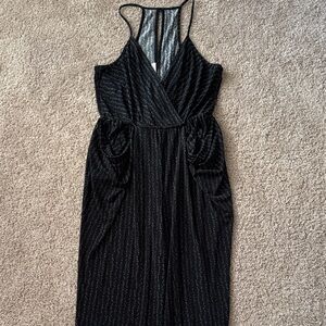 BCBGeneration Black Striped Backless Dress